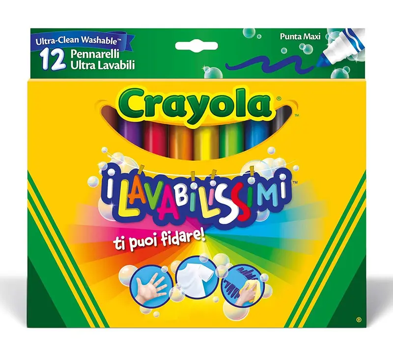12 Pennarelli Fibra Lavabili Punta Max