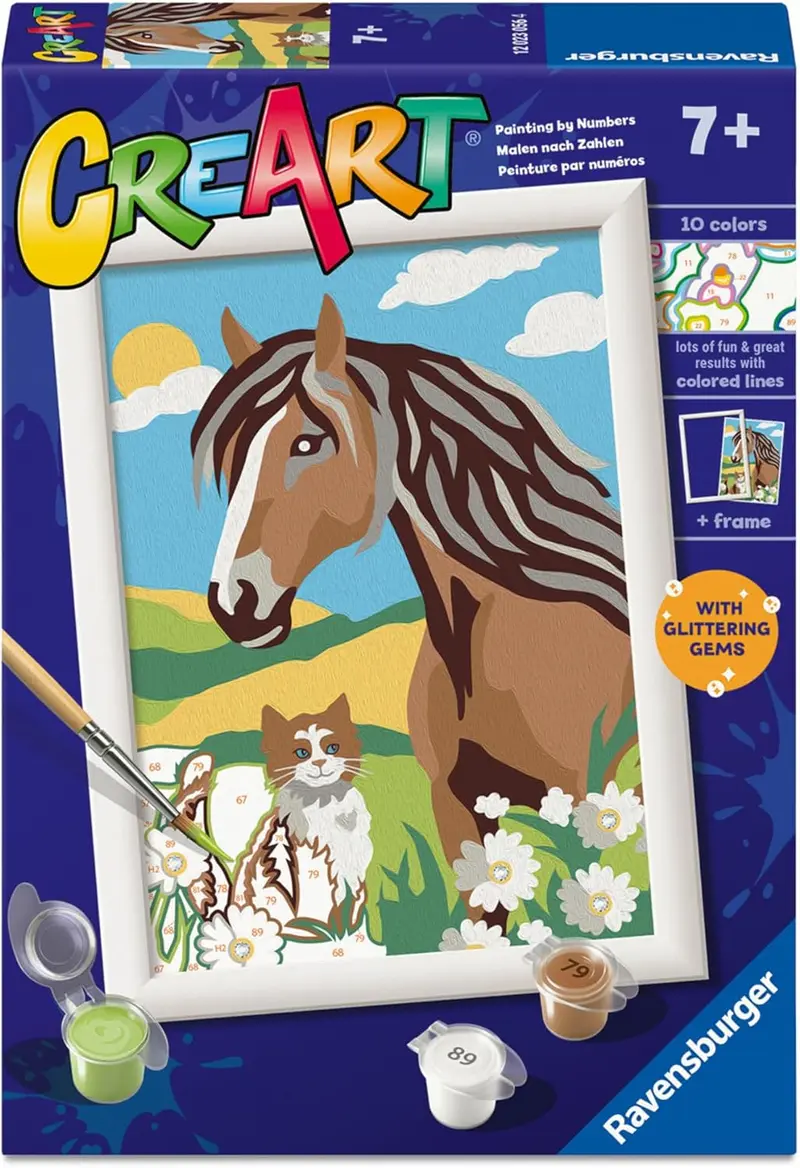12023056 Ravensburger CreArt Serie E Amici nel Prato Dipingere con i Numeri 7+