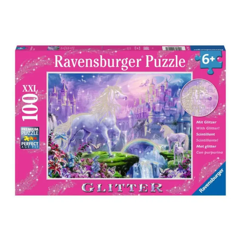 12907 Ravensburger - Regno unicorno - Puzzle Glitter XXL - 100 pezzi
