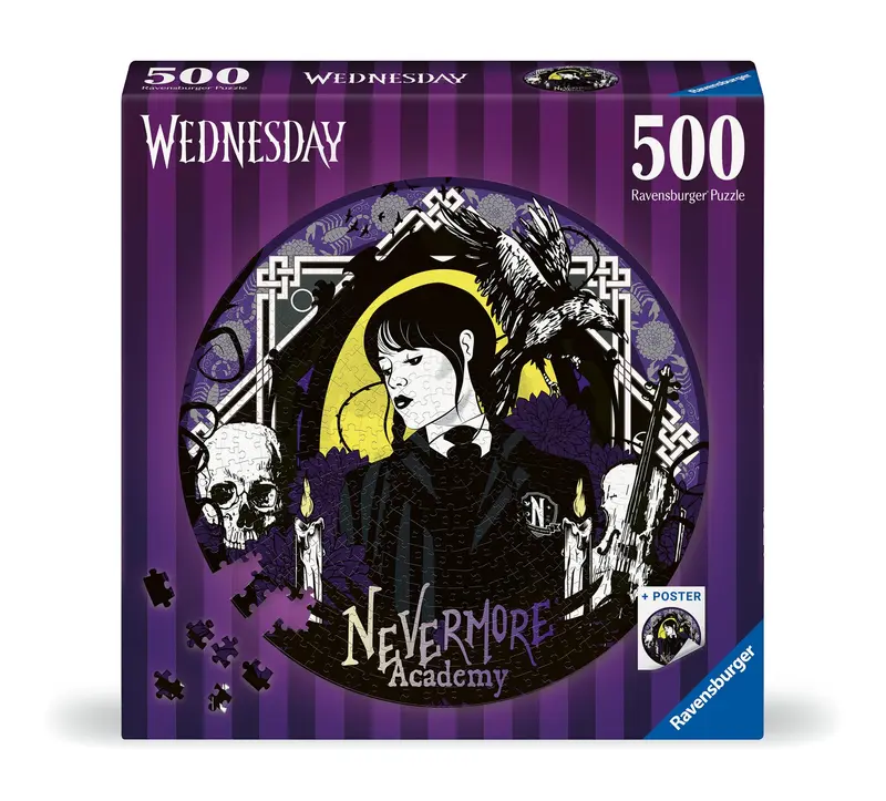 17573 Ravensburger - Mercoledì Addams - Puzzle rotondo 500 pezzi