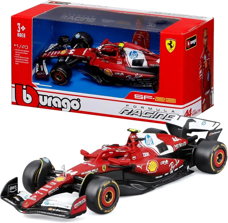 18-36853 H Bburago Ferrari SF-25 F1 2025 #44 Lewis Hamilton Modello Diecast 1