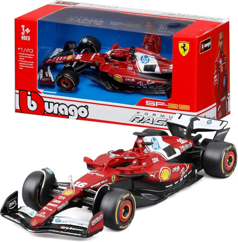 18-36853L Bburago Ferrari SF-25 F1 2025 #16 Leclerc Modello Diecast 1
