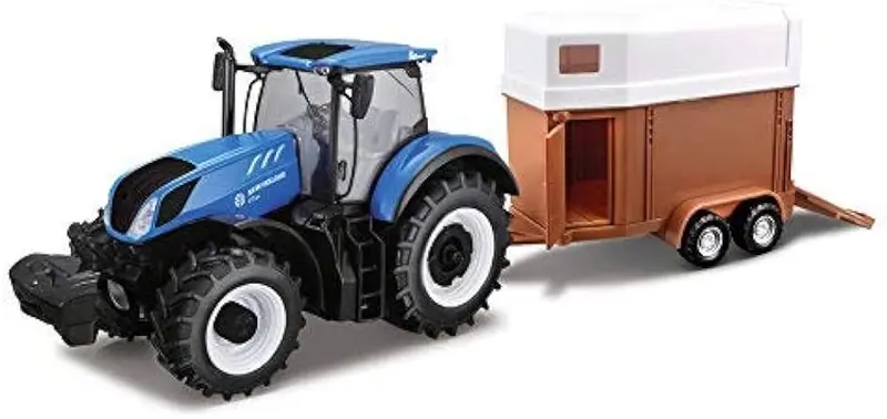 18-44069 Bburago Farmland - New Holland, trattore con rimorchio - Scala 1