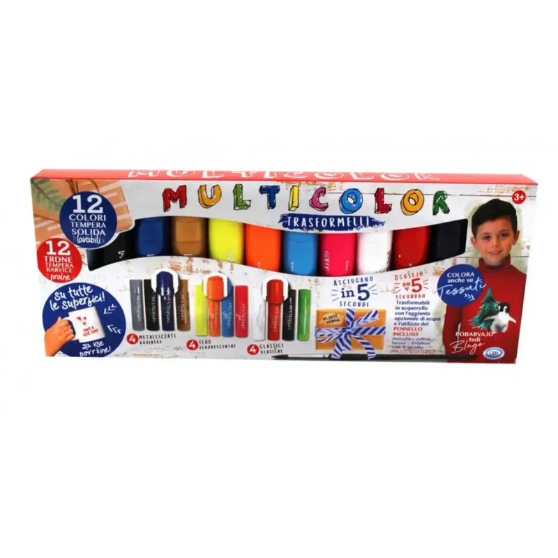 35845 Multicolor - Trasformelli, 12 colori a tempera solida