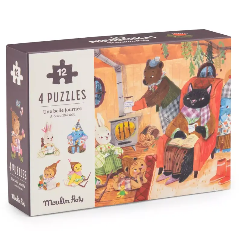 4 Puzzle da 12 Pezzi Una Bella Giornata Moulin Roty