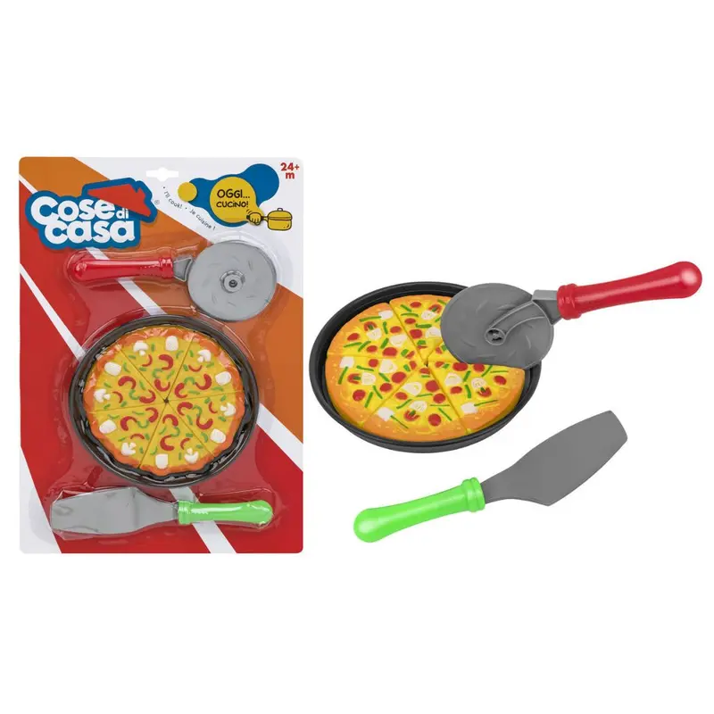 41975 Globo WToy -Set Pizza Giocattolo con Accessori Taglia, Servi e Gioca