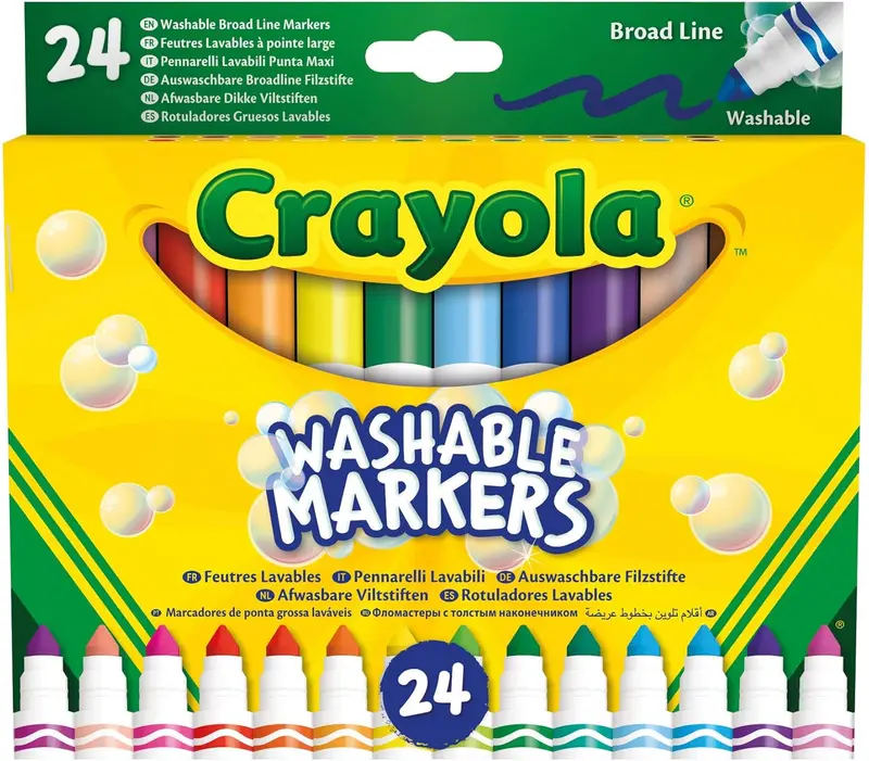 58-6570 CRAYOLA, Pennarelli Lavabili a Punta Conica Grossa 24 pz