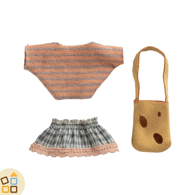 ABITI TOPO LIT SIS, GONNA E BORSA FORMAGGIO