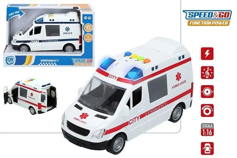 Ambulanza Giocattolo con Luci, Suoni Veicolo a Frizione