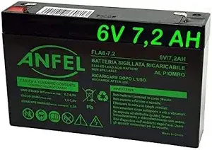 ANFEL Batteria Ermetica Ricaricabile Al Piombo 6V 7,2Ah FLA6-7.2