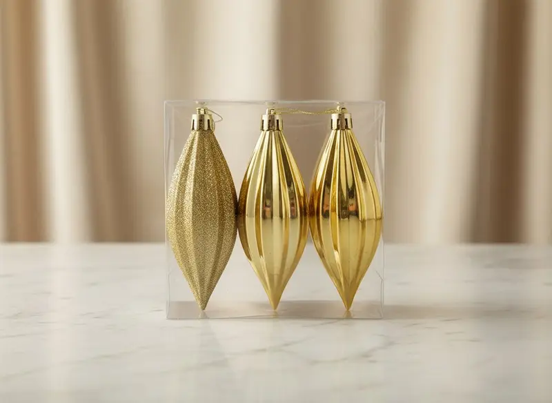 Appendini Goccia Natale 12cm Oro Lucido Set 3pz in Box PVC