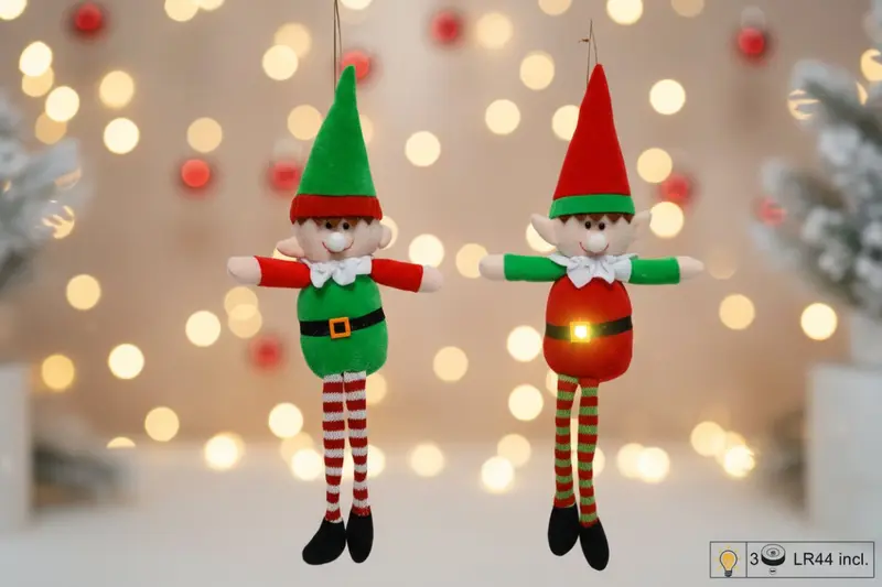 Appendino Folletto 40 cm con Luce Decorazione Natalizia  colore casuale