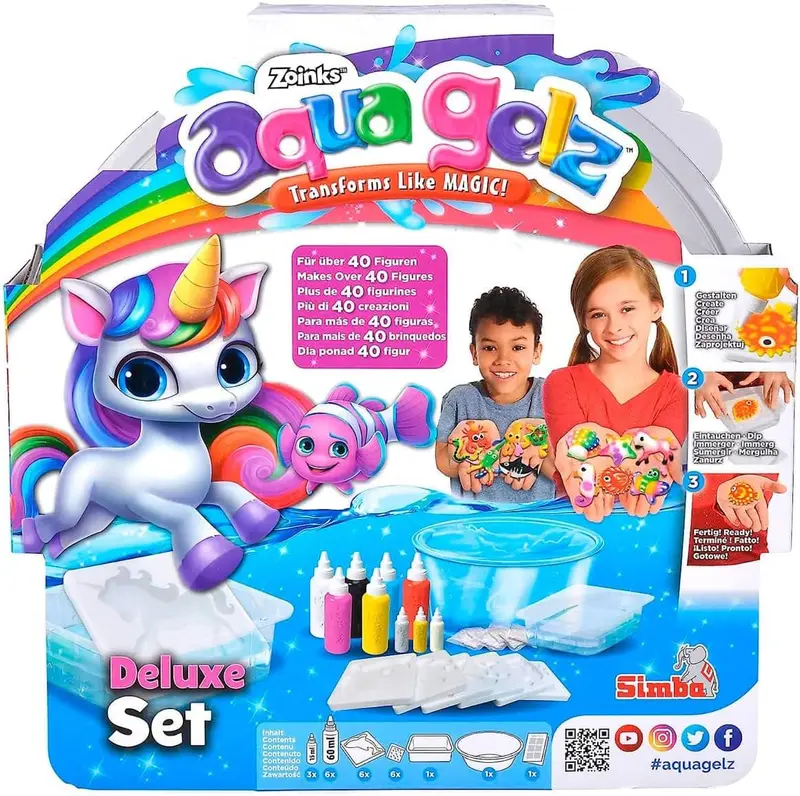 Aqua Gelz Deluxe Set di figure morbide in 3D, gel colorato immergere
