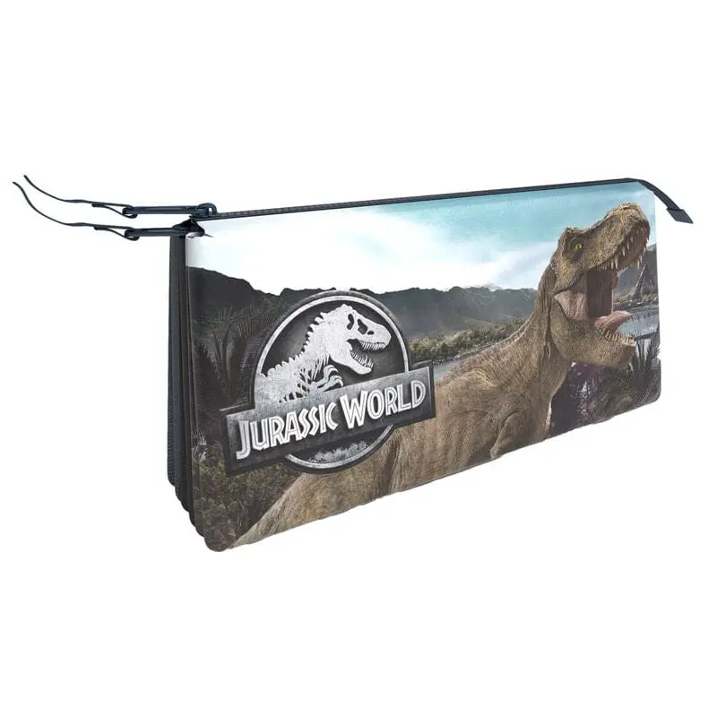 Astuccio 3 scomparti Jurassic World, portacolori scuola elementare e media