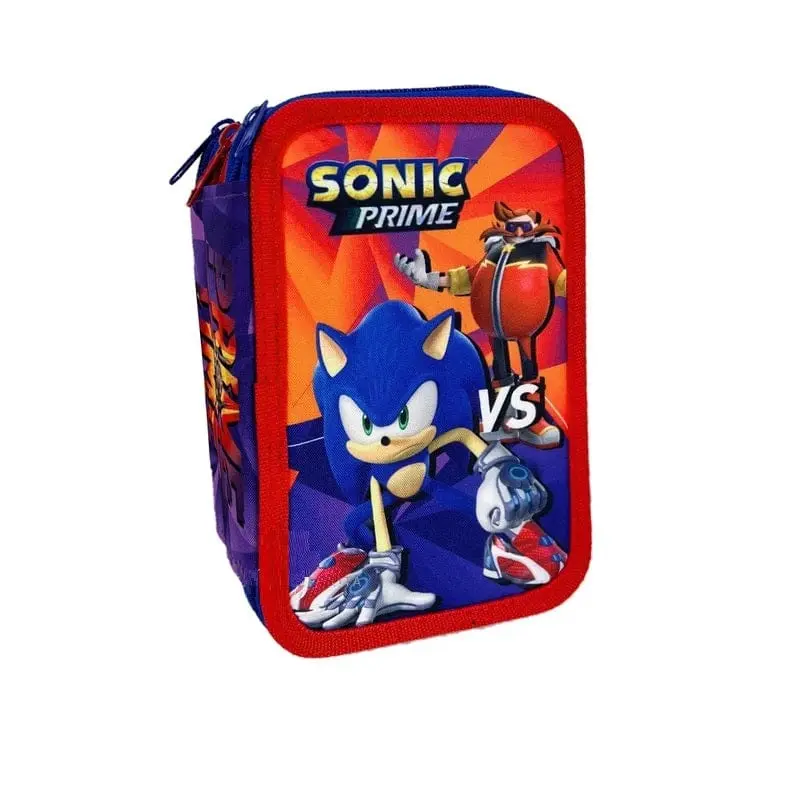 Astuccio 3 scomparti Sonic, Portacolori per la Scuola include 45 accessori