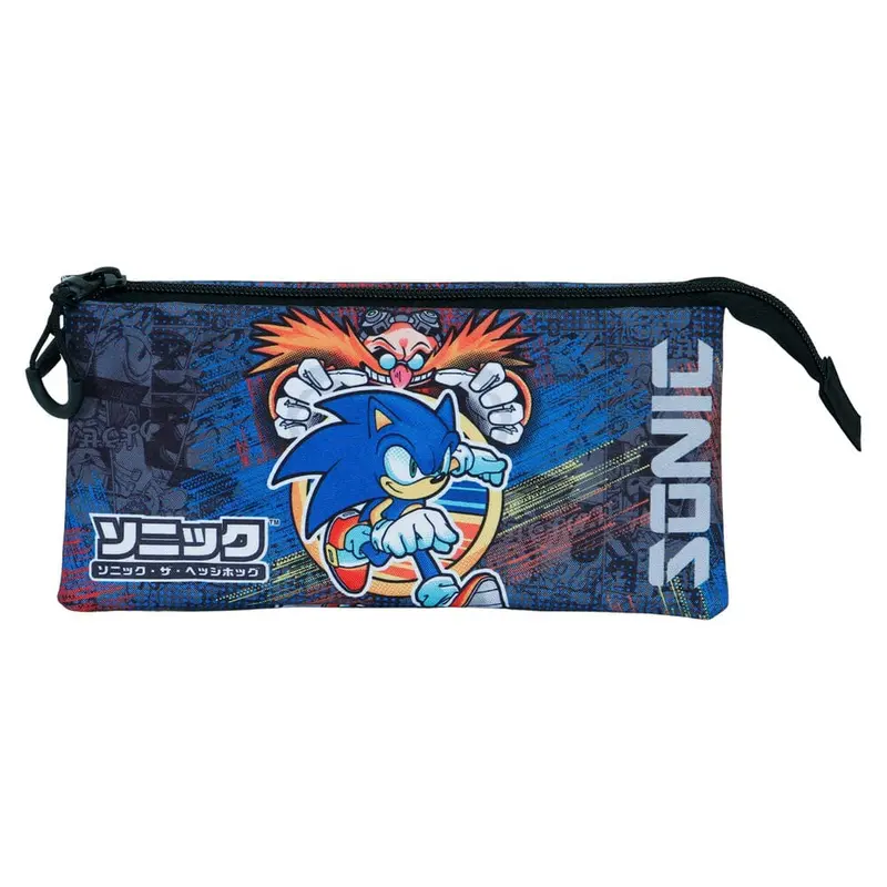 Astuccio 3 scomparti Sonic, Portacolori Scuola Elementare e Media