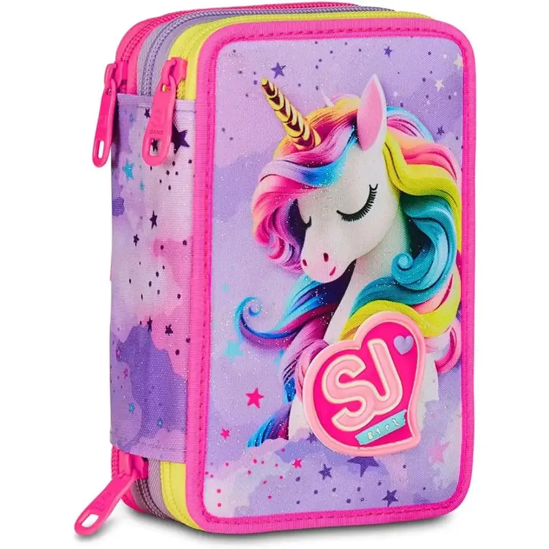 Astuccio 3 Zip SJ Gang FABLE JOURNEY Unicorno Scuola 2025/2026