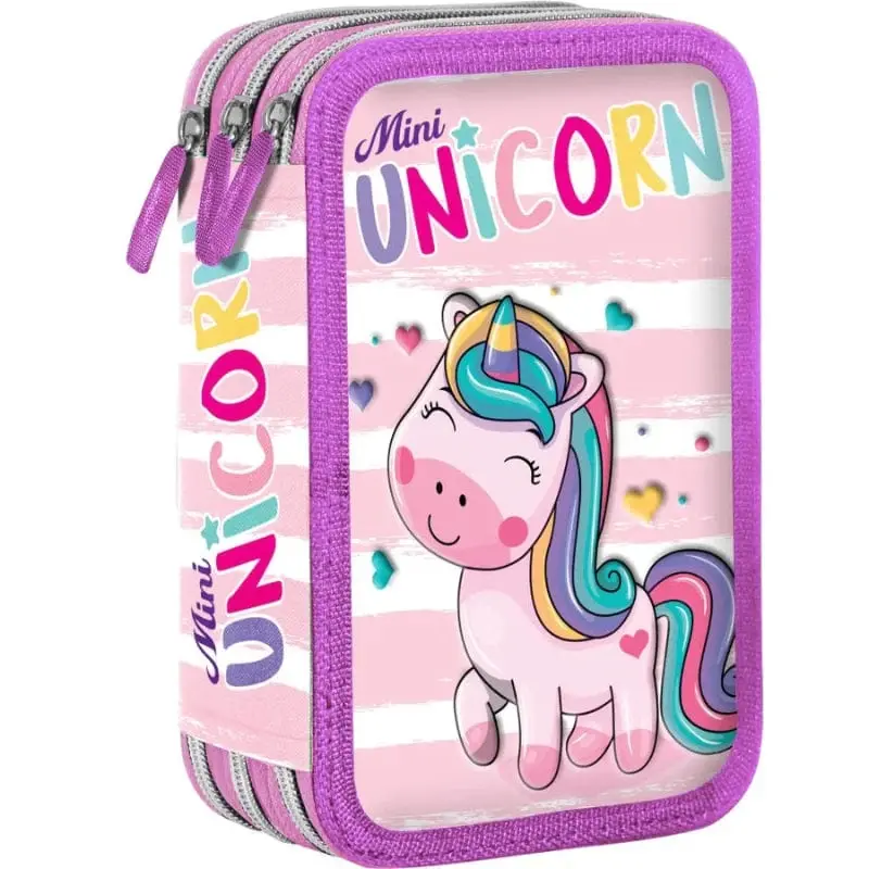 Astuccio 3 zip Unicorno con Penne Papermate e Colori Giotto 43pz