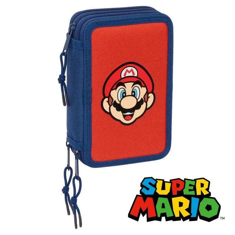 Astuccio Super Mario 3 Zip completo di 37 Accessori Scuola