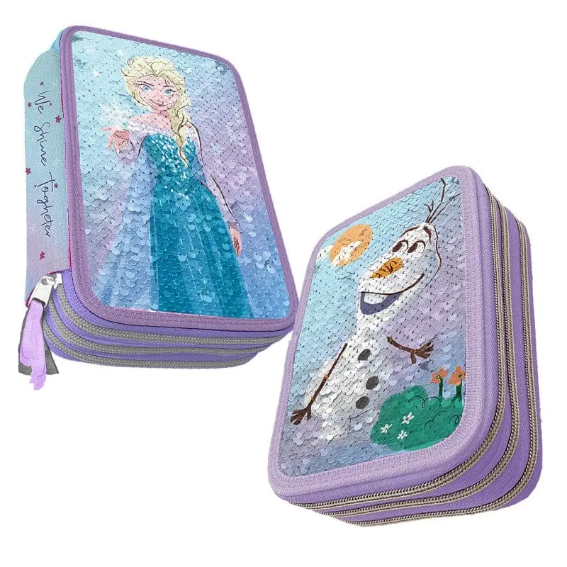 Astuccio Triplo Disney Frozen con paillettes reversibili 43pz Giotto