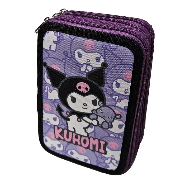 Astuccio Triplo Kuromi Hello Kitty, Portacolori 3 Zip che include 36 pezzi