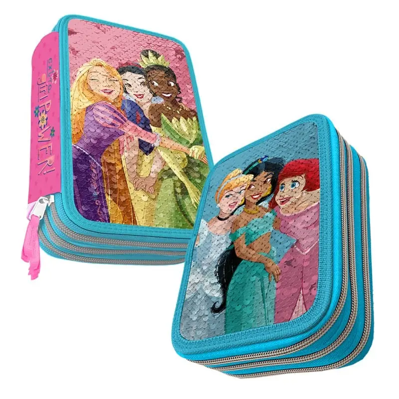 Astuccio Triplo Principesse Disney con paillettes reversibili 43pz Giotto