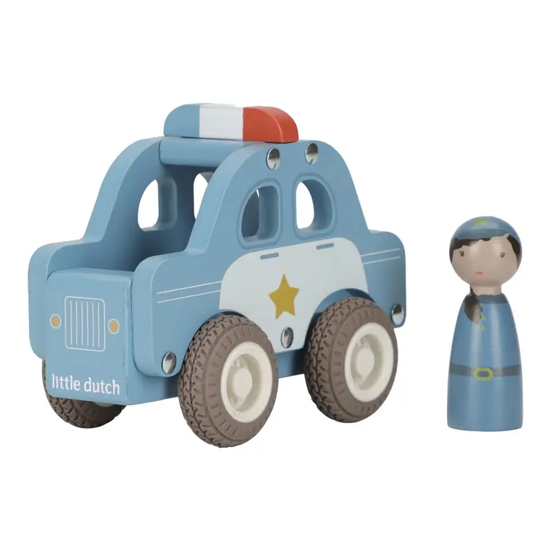 Auto della Polizia in Legno Blu - Wooden Police Car Blue Essentials (LD2531)