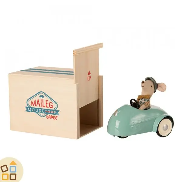 AUTO IN METALLO CON GARAGE, TOPO AZZURRO