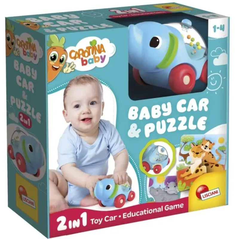 Baby Carotina Macchina Elefante e Puzzle, set Macchinina e Gioco Educativo