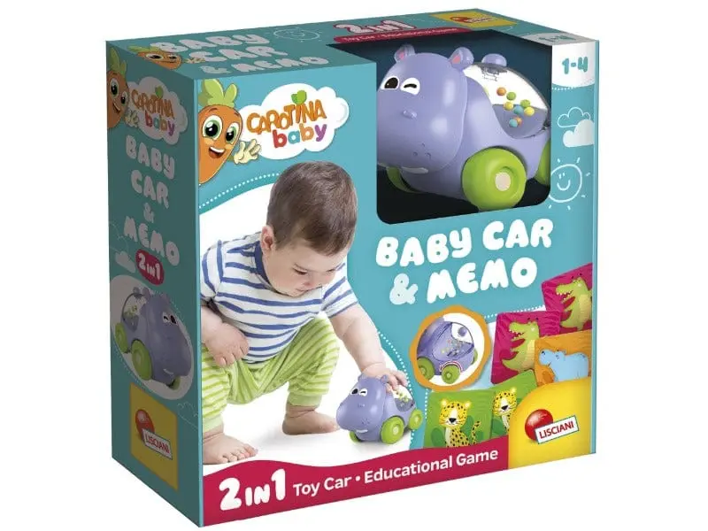 Baby Carotina Macchina Ippopotamo e Memo, set Macchinina e Gioco Educativo