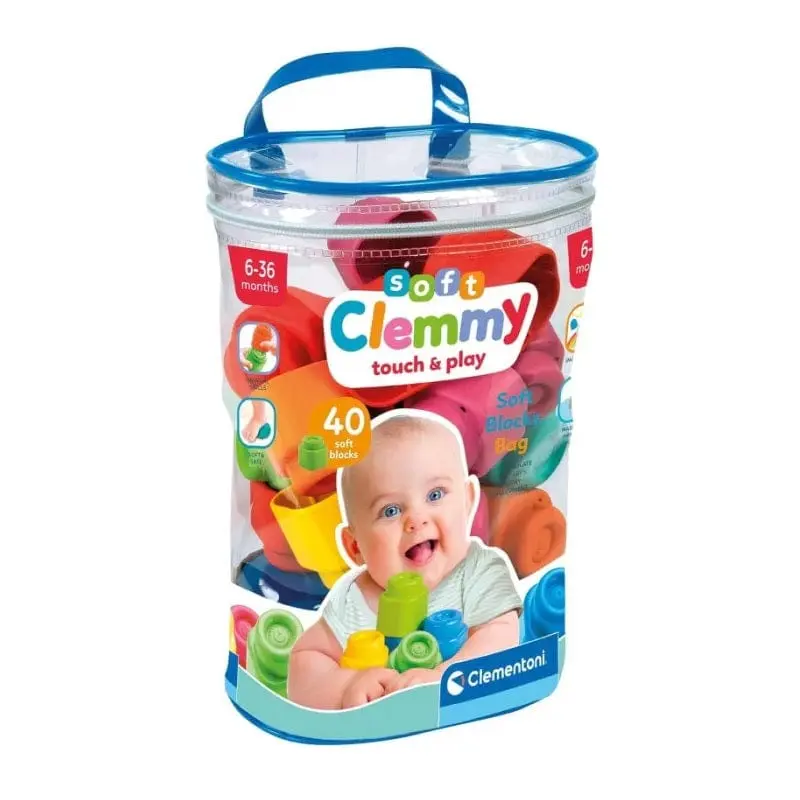Baby Clementoni Clemmy, Sacca 40 Mattoncini Morbidi