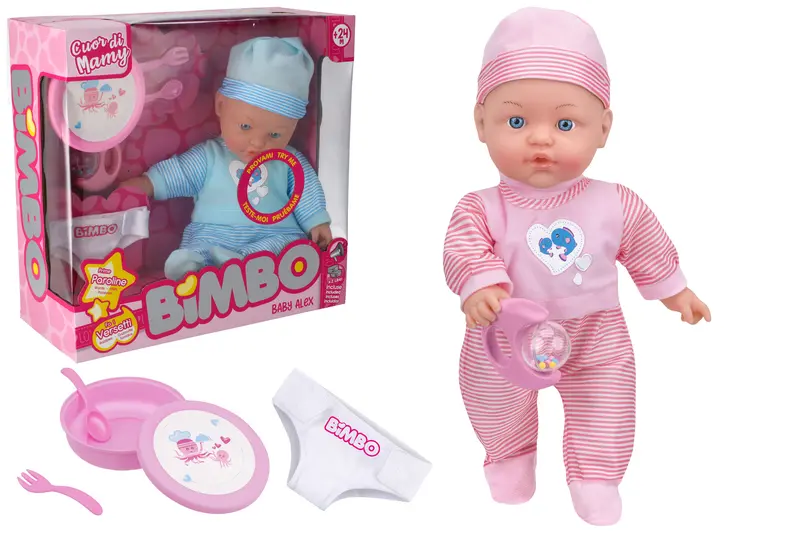 BAMBOLA 40CM CORPO MORBIDO C/4SUONI 5PEZZI ACCESSORI