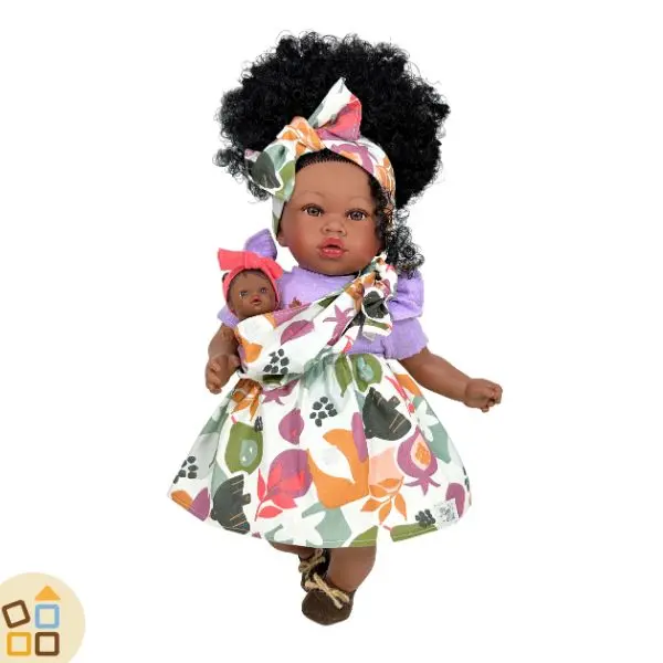 BAMBOLA MARIA CON BEBE', VESTITO VIOLA