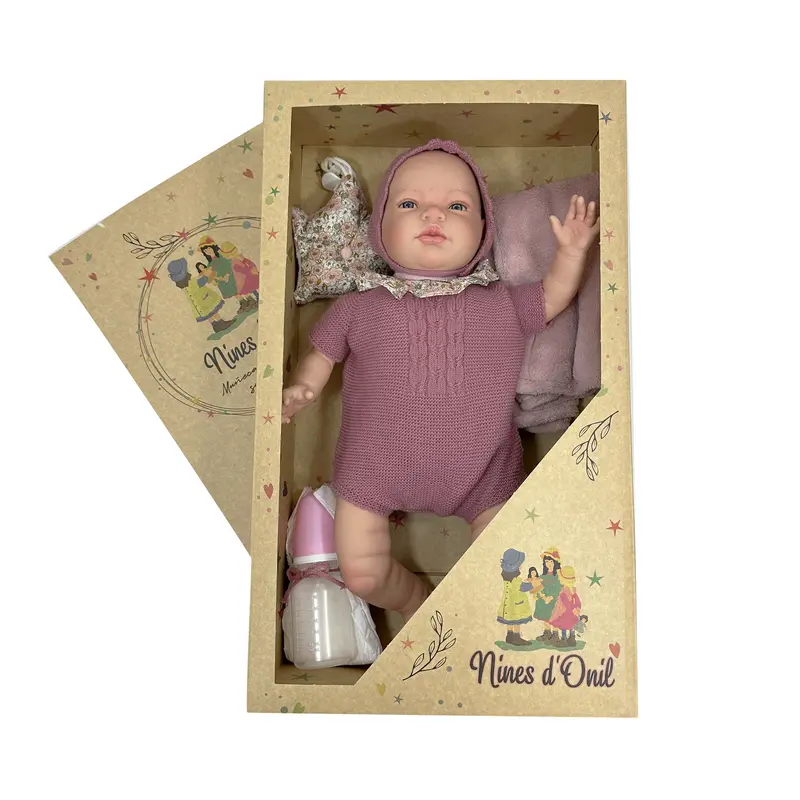 Bambola Reborn Sandra della linea Nines D'Onil, modello con vestitino rosa