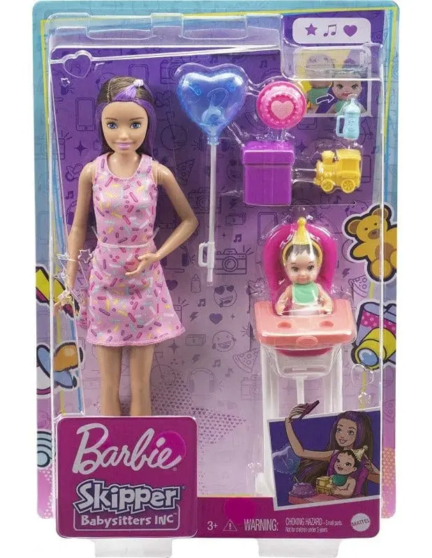 Barbie Babysitter Skipper con seggiolone pappa e accessori