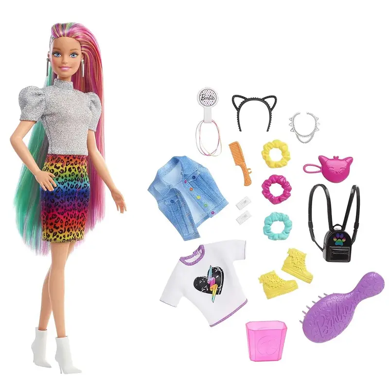 Barbie Capelli Multicolor GRN81 Bambola con Cambio Colore e Accessori Moda
