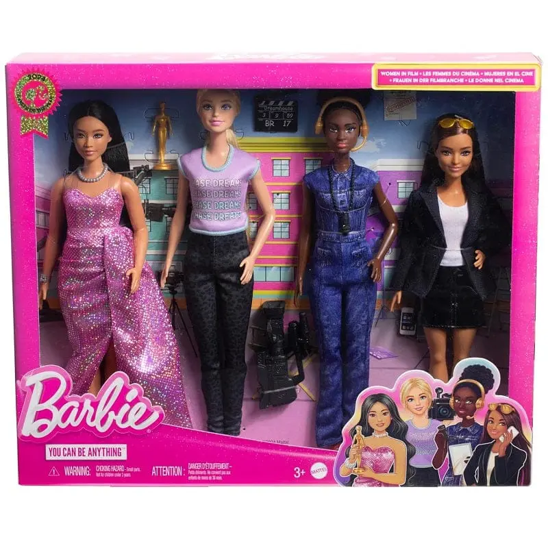 Barbie Carriere Donne nel Cinema, set 4 Bambole con accessori inclusi
