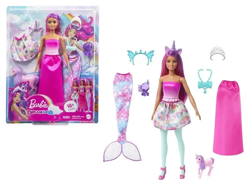 Barbie Dreamtopia, Bambola Sirena Trasformabile Unicorno 3 in 1
