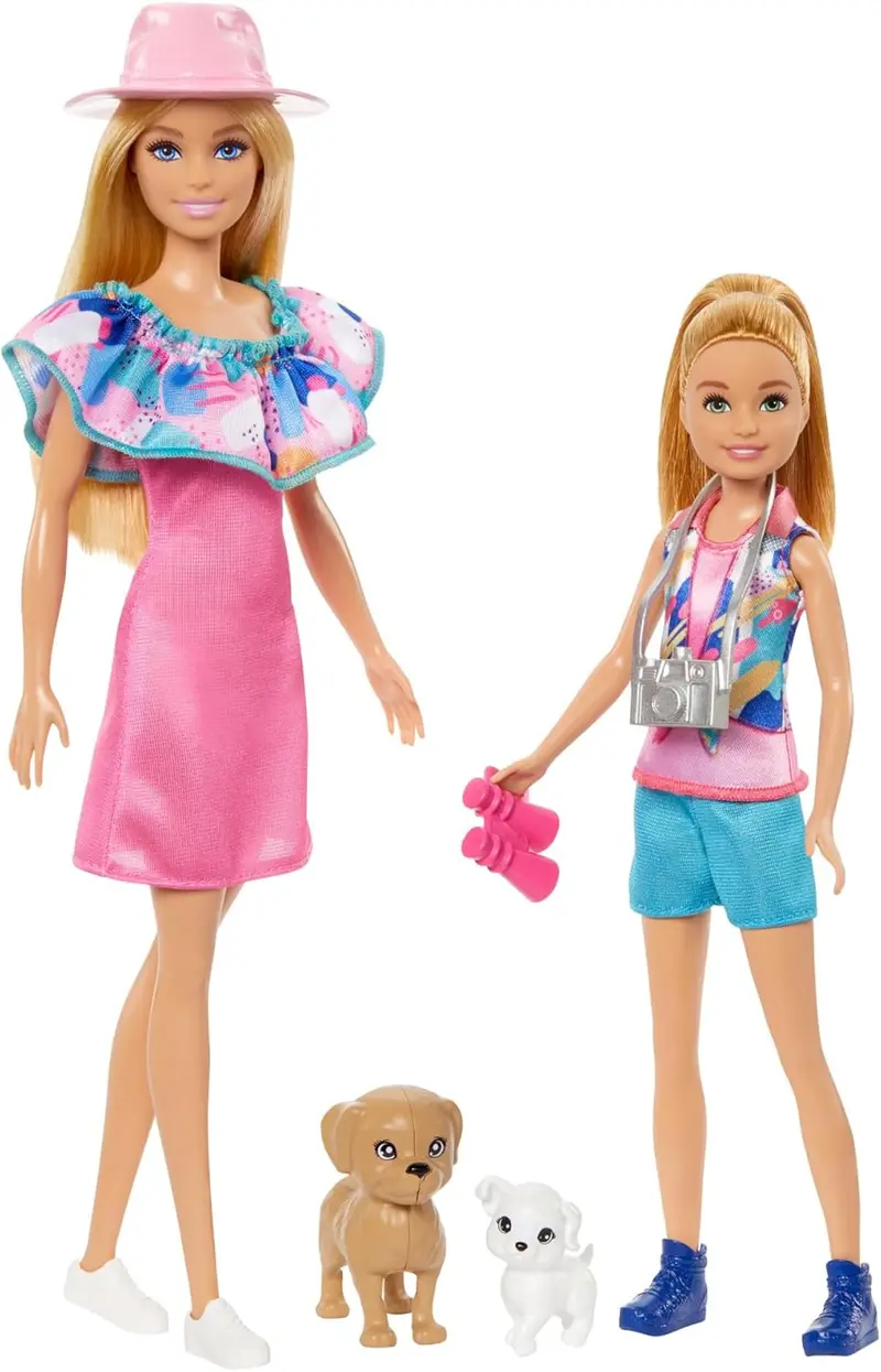 Barbie e Stacie Set con abiti estivi e due cuccioli