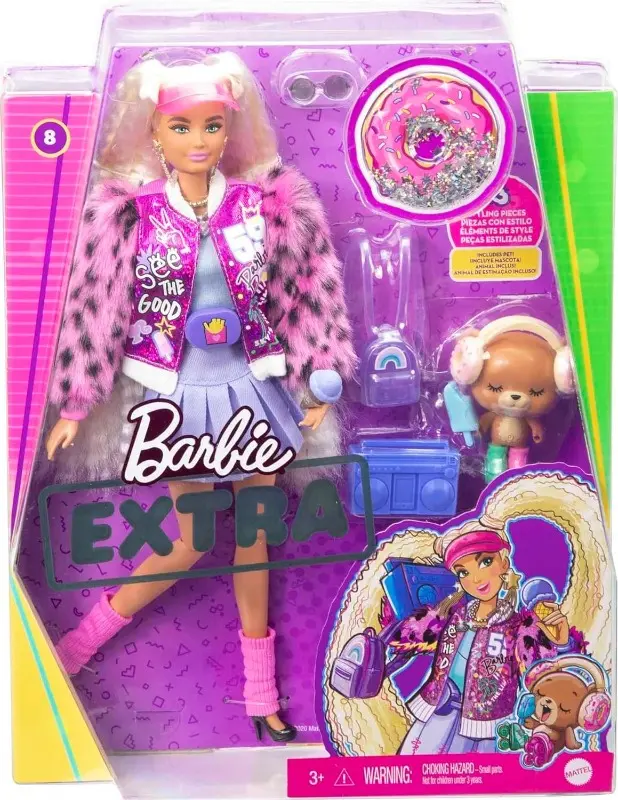 Barbie Extra, Bambola con Codini Biondi, Cucciolo e Tanti Accessori