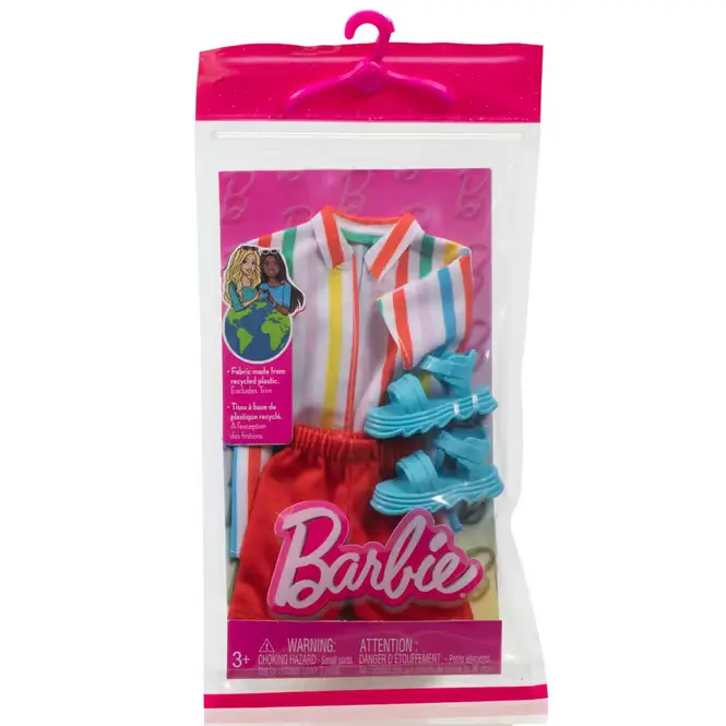 Barbie Fashion Pack - Vestiti per Ken (include un cardigan pastello a righe, pantaloncini blu e occhiali da sole).