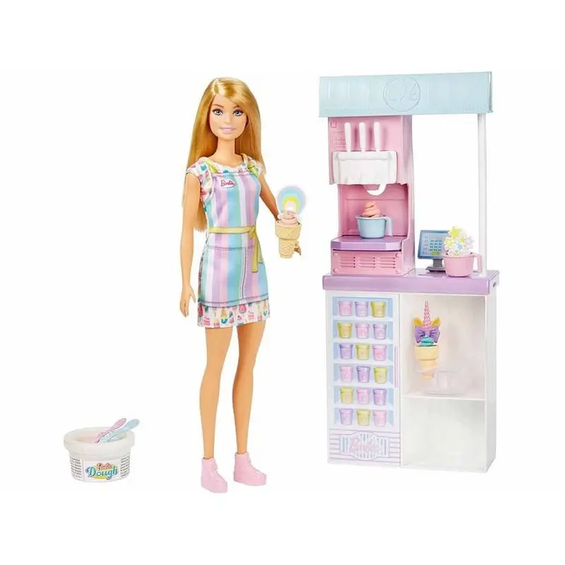 Barbie Gelateria Playset che Include bambola e Banchetto dei Gelati con Plastilina