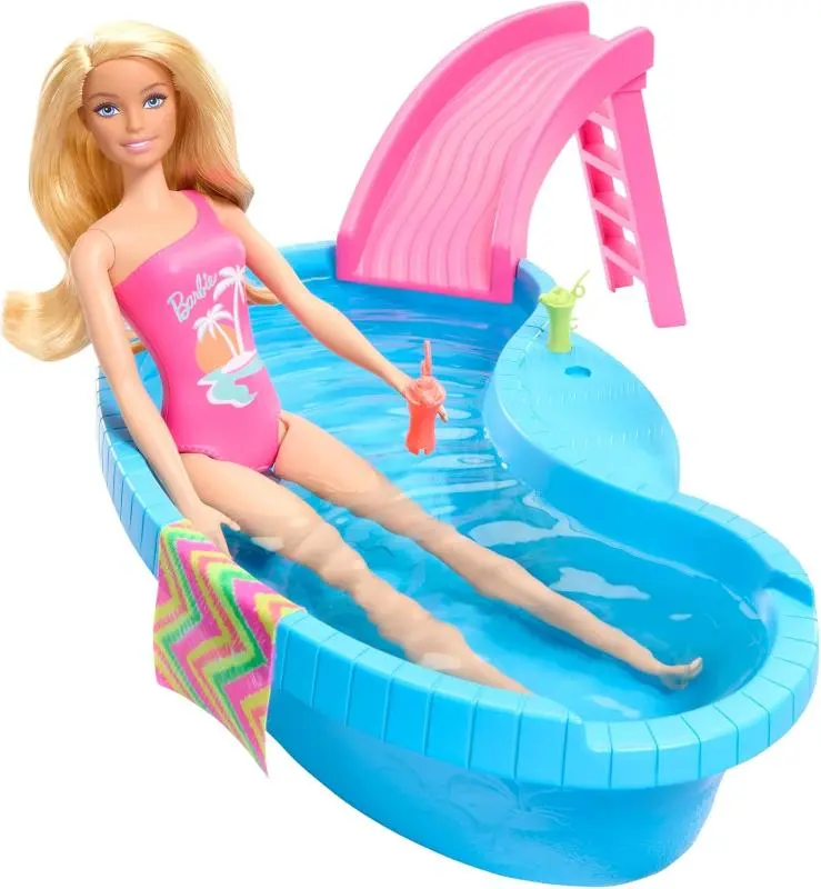 Barbie in Piscina, Bambola con Costume e Accessori
