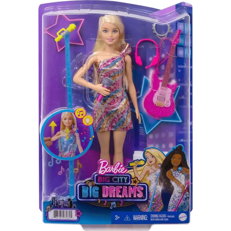 Barbie Malibù bionda canta con microfono