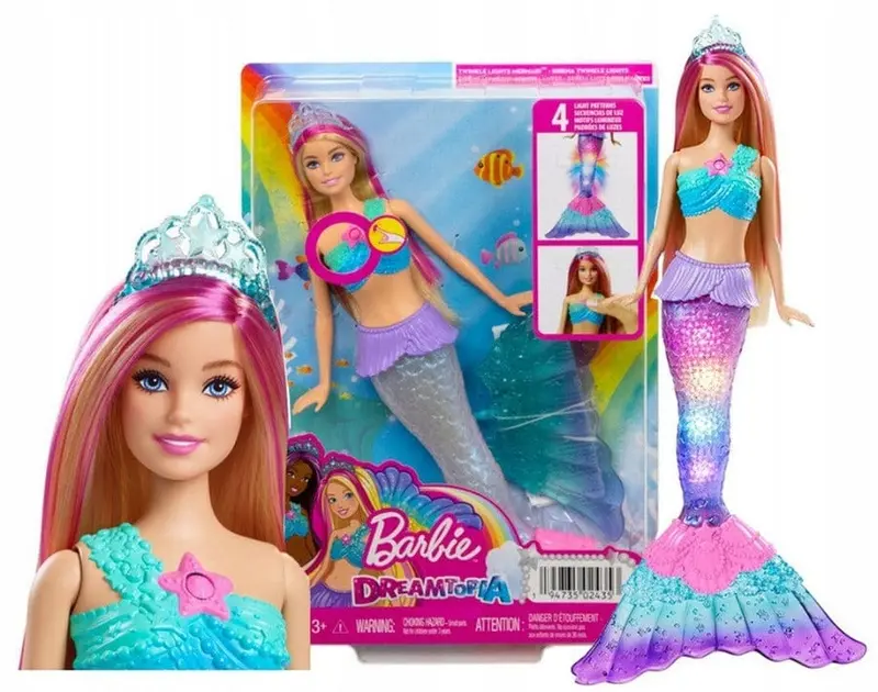 Barbie Sirena, Bambola immergibile in acqua con Luci Scintillanti