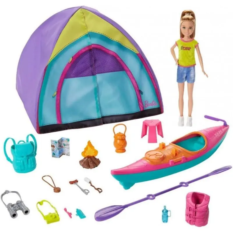 Barbie Stacie Summer Camp, Bambola con tenda e accessori campeggio