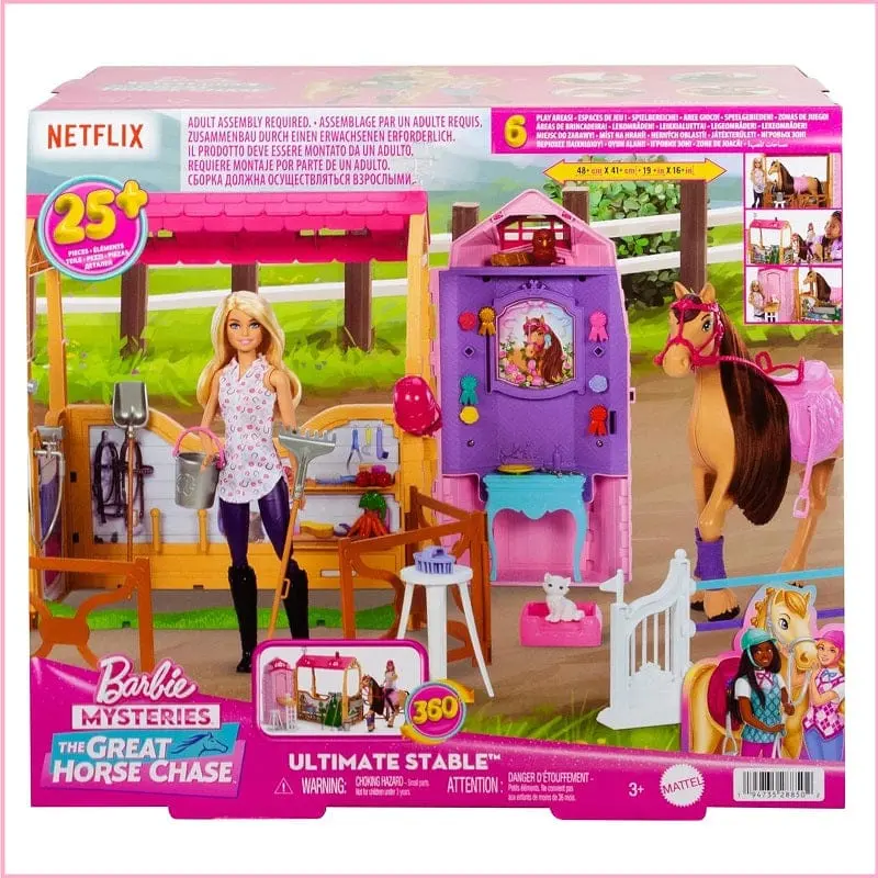 Barbie Ultimate Ranch set con 6 aree di gioco, bambola, cavallo e 25 accessori inclusi