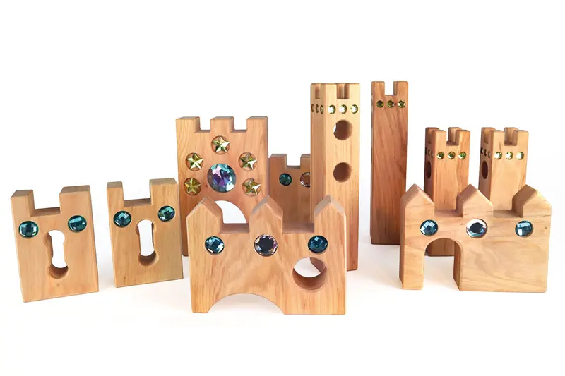 Bauspiel Castello delle Fiabe – Costruzioni in Legno con Gemme Traslucide