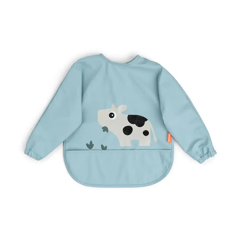 Bavaglino A Maniche Lunghe Impermeabile Con Tasca - Tiny Farm - Blu