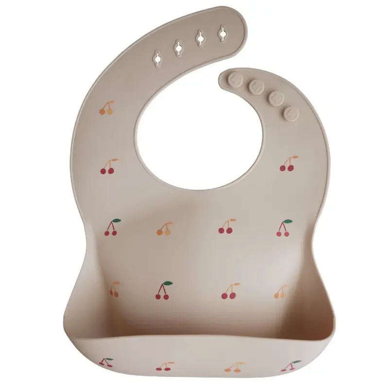 Bavaglino In Silicone Con Tasca -  Ciliegie